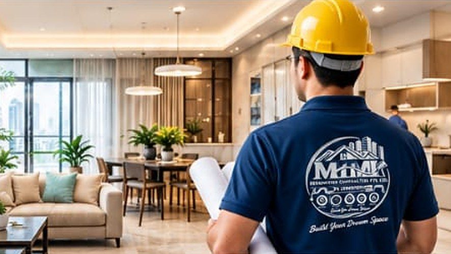 Contractor reviewing plans on site